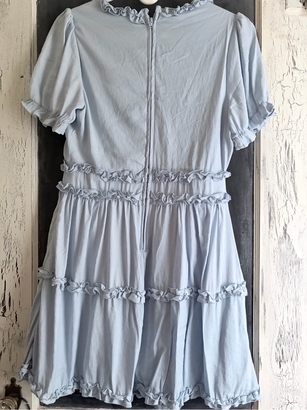 miami Pale Blue Ruffle Trim Boutique Dress - Picture 2 of 4